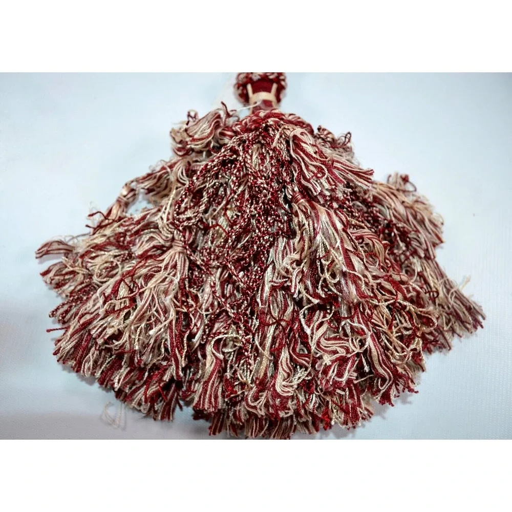 Lot of 4 Vintage Red & Ivory Drapery TieBacks Twisted Cord‎ Regency Shabby Chic